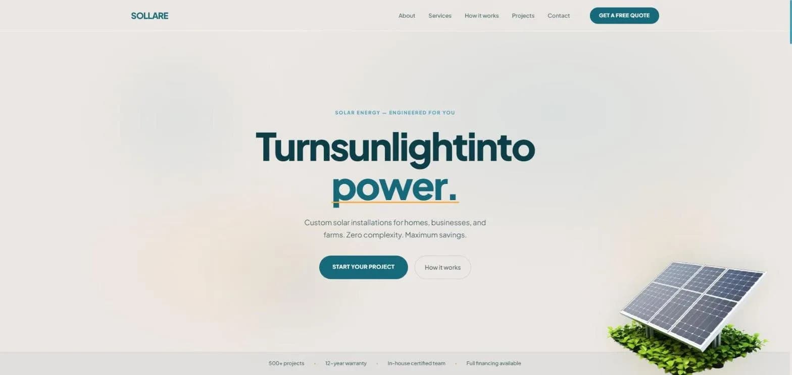 Hero da Sollare com a chamada principal e os números de credibilidade